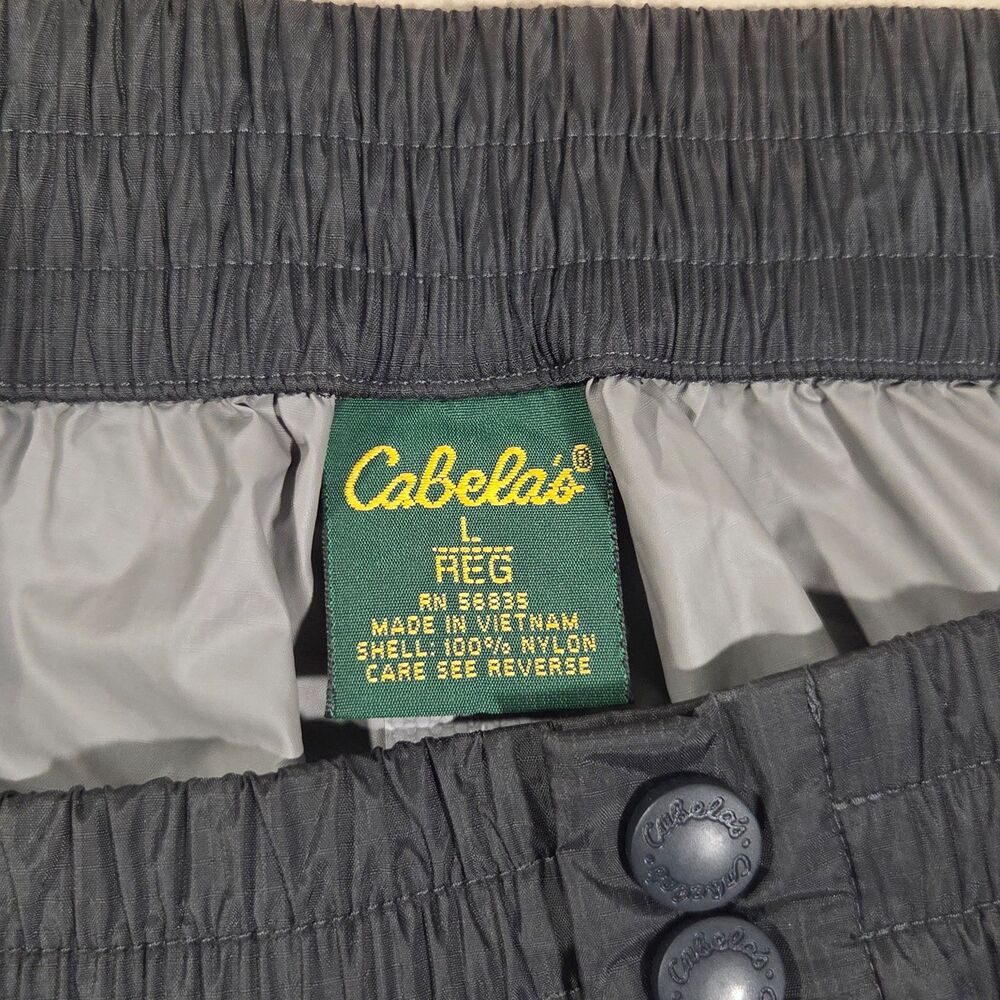 Cabela's Mens Large Full Zip Off Dry Plus Pants Black Hunting Waterproof Nylon